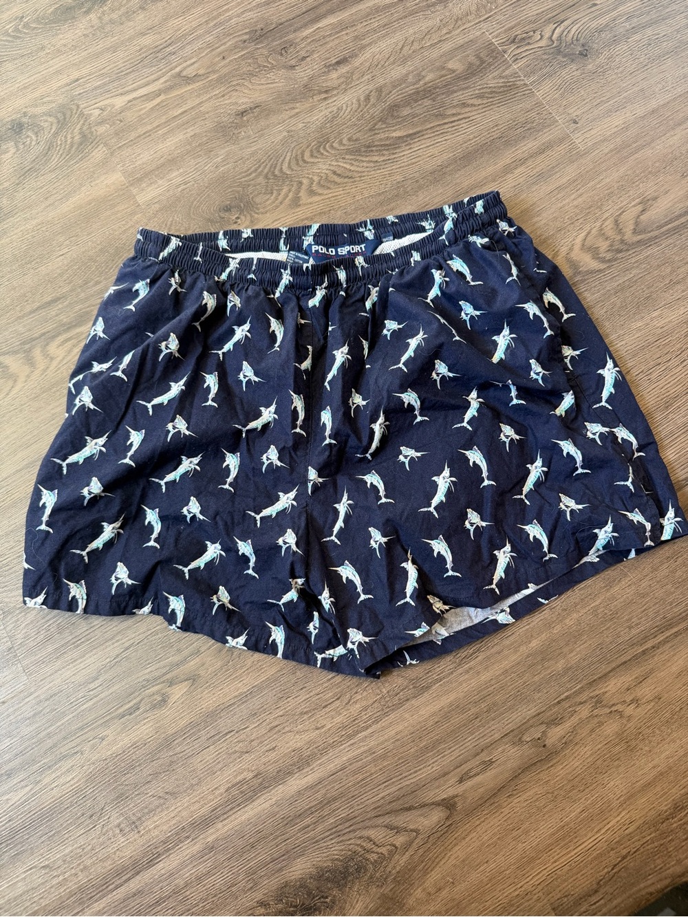 Vintage POLO SPORT Ralph Lauren Marlin Swordfish Swimming Trunks 90s Large